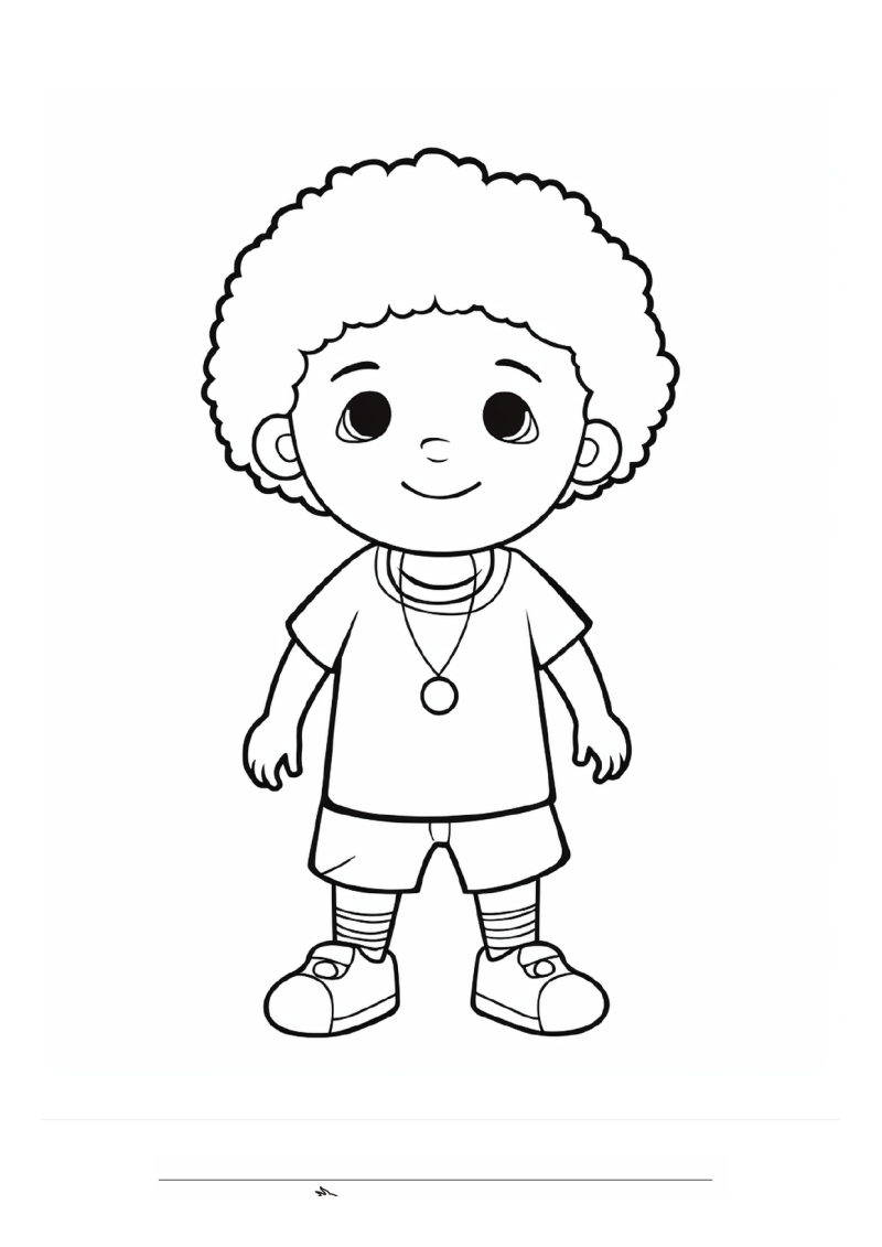 Jongen Afro Haar Ketting Kleurplaat — gratis kleurplaat printen