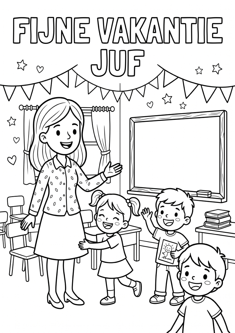 Juf Einde Schooljaar Kleurplaat — gratis kleurplaat