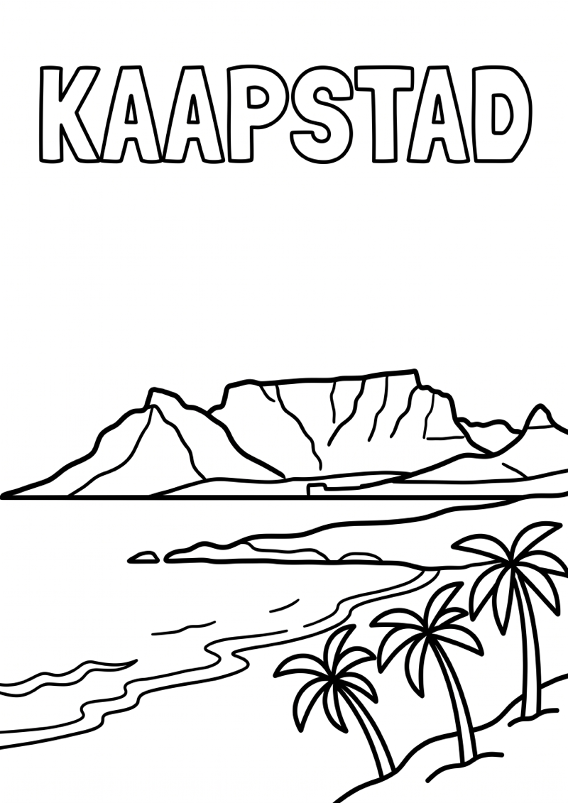 Kaapstad Kleurplaat — gratis kleurplaat printen