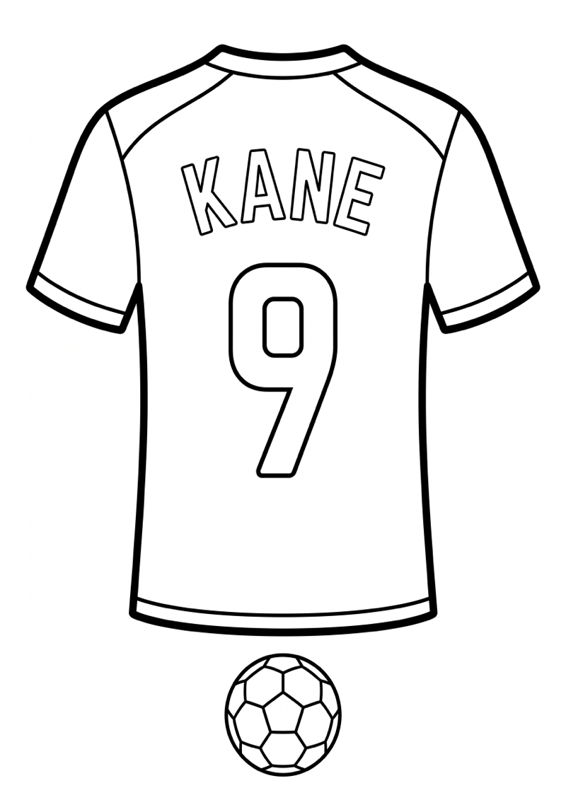Kane Voetbalshirt Kleurplaat — gratis kleurplaat printen
