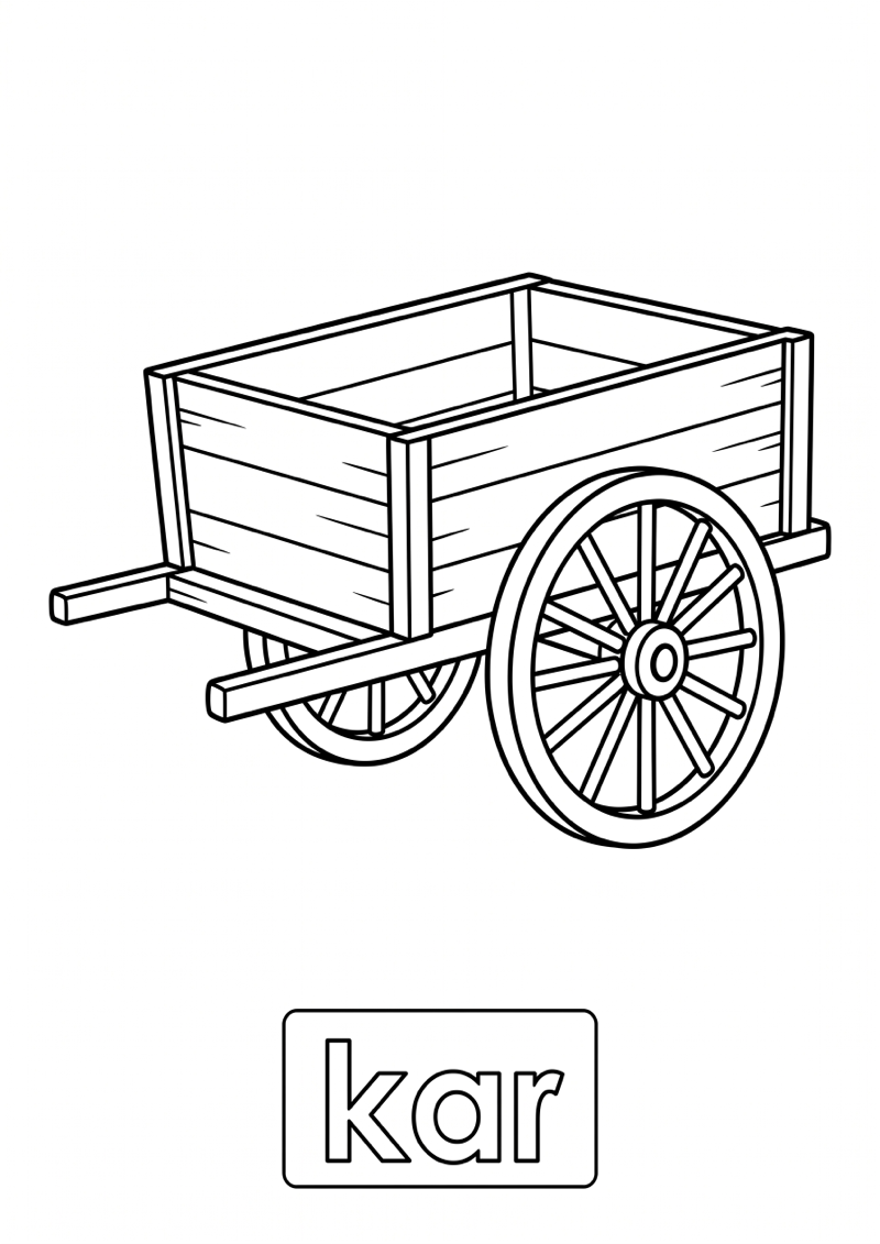Kar Woordkaart Kleurplaat — gratis kleurplaat