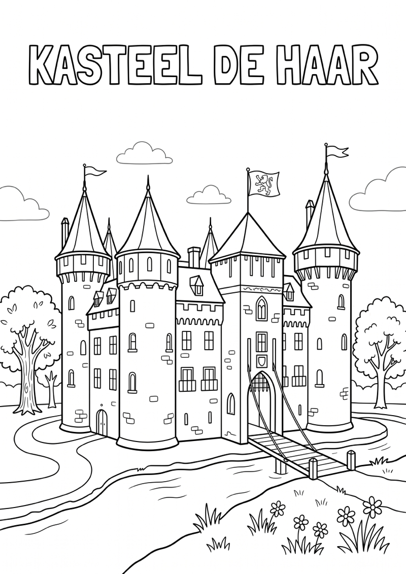 Kasteel de Haar Kleurplaat — gratis kleurplaat printen