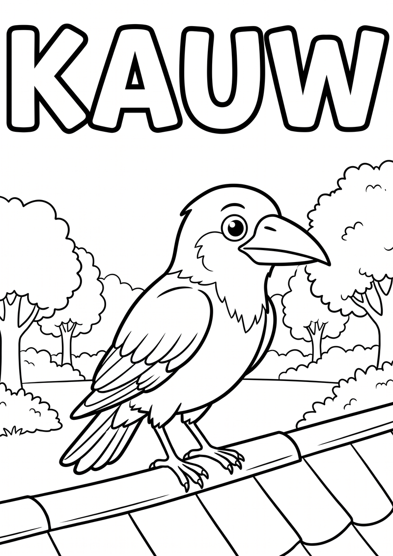Kauw Kleurplaat — gratis kleurplaat