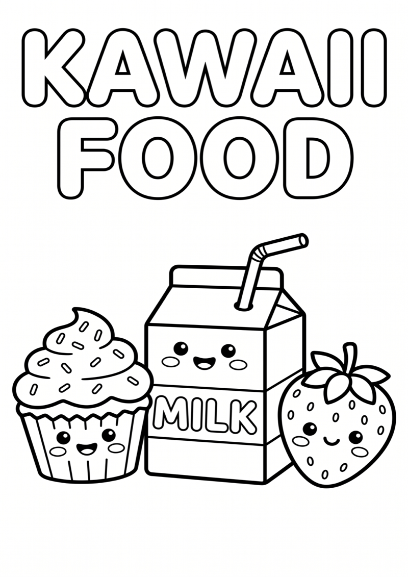 Kawaii Food Vriendjes Kleurplaat — gratis kleurplaat