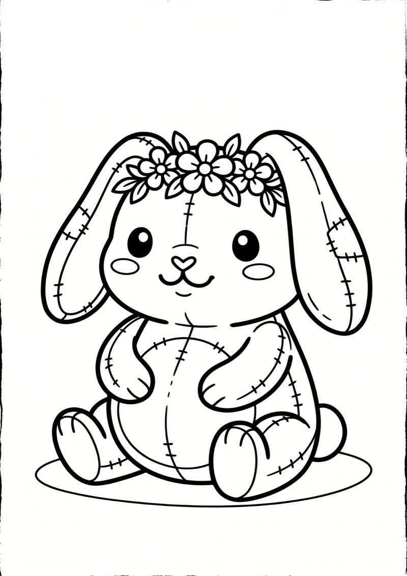 Kawaii Knuffelkonijn Kleurplaat — gratis kleurplaat