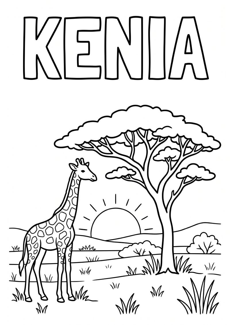 Kenia Kleurplaat — gratis kleurplaat printen