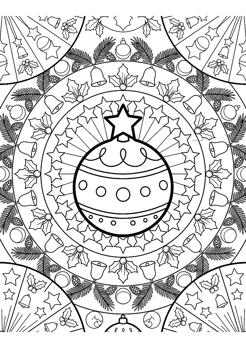 Kerst mandala kleurplaat — gratis kleurplaat printen