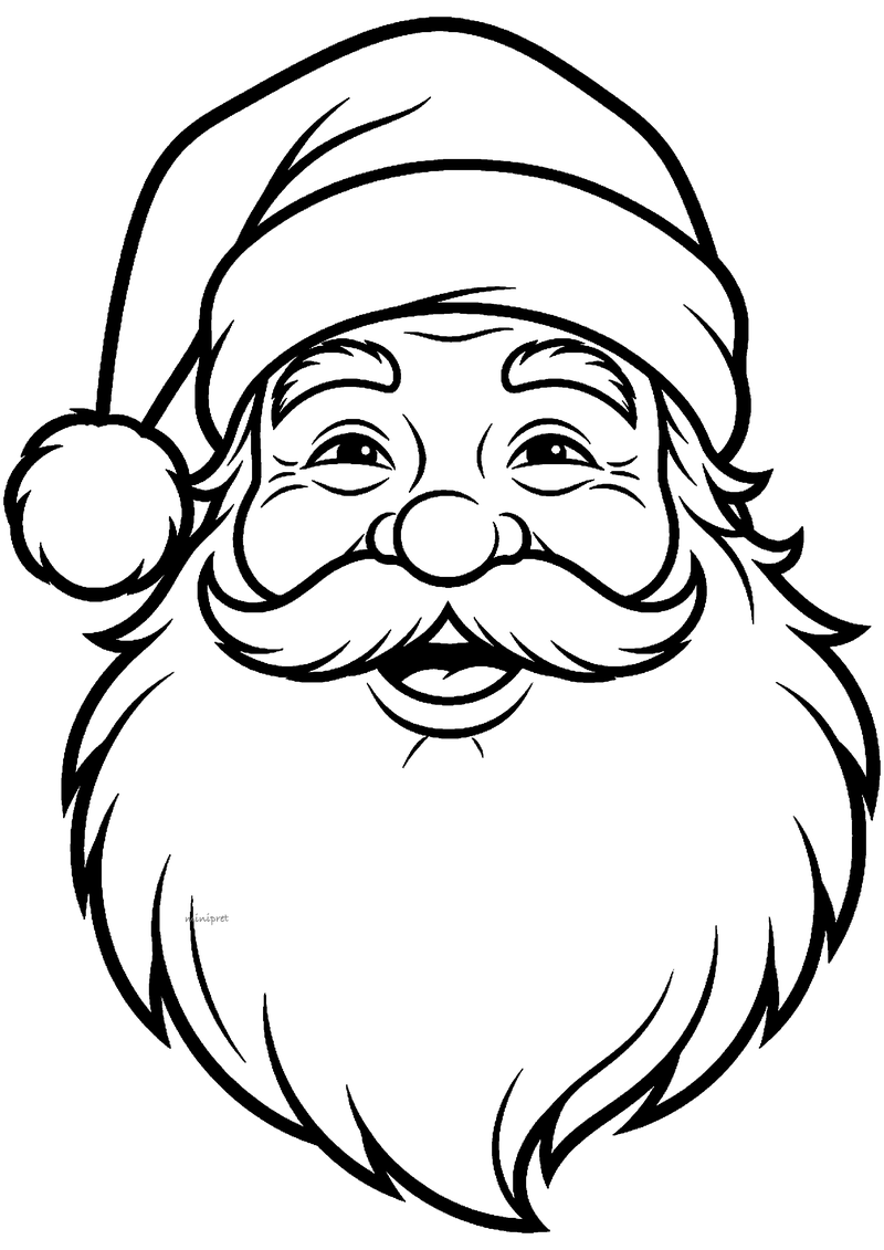 Close-up portret van vrolijke Kerstman met grote knokkende snor en hele lange baard.