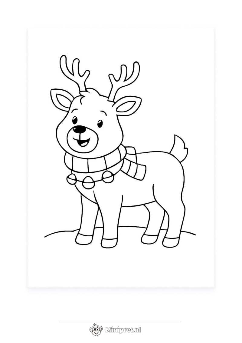 Kerstrendieren kleurplaat — gratis kleurplaat