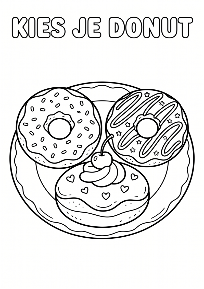 Kies Je Donut Kleurplaat — gratis kleurplaat printen