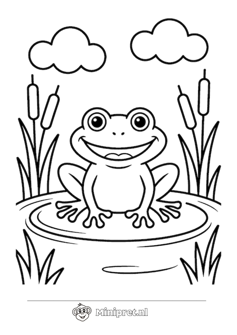 Kikker op het Lelieblad kleurplaat — gratis kleurplaat