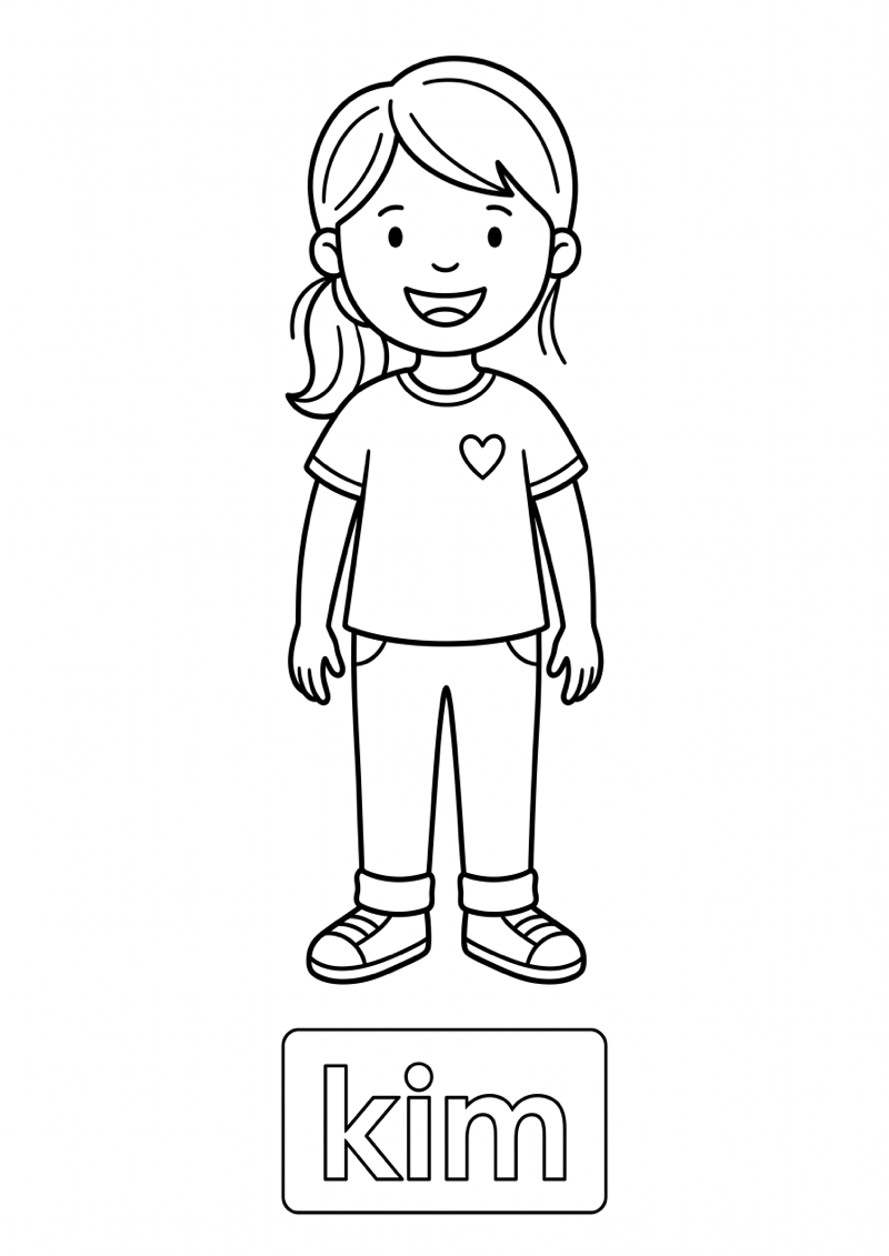 Kim Woordkaart Kleurplaat — gratis kleurplaat