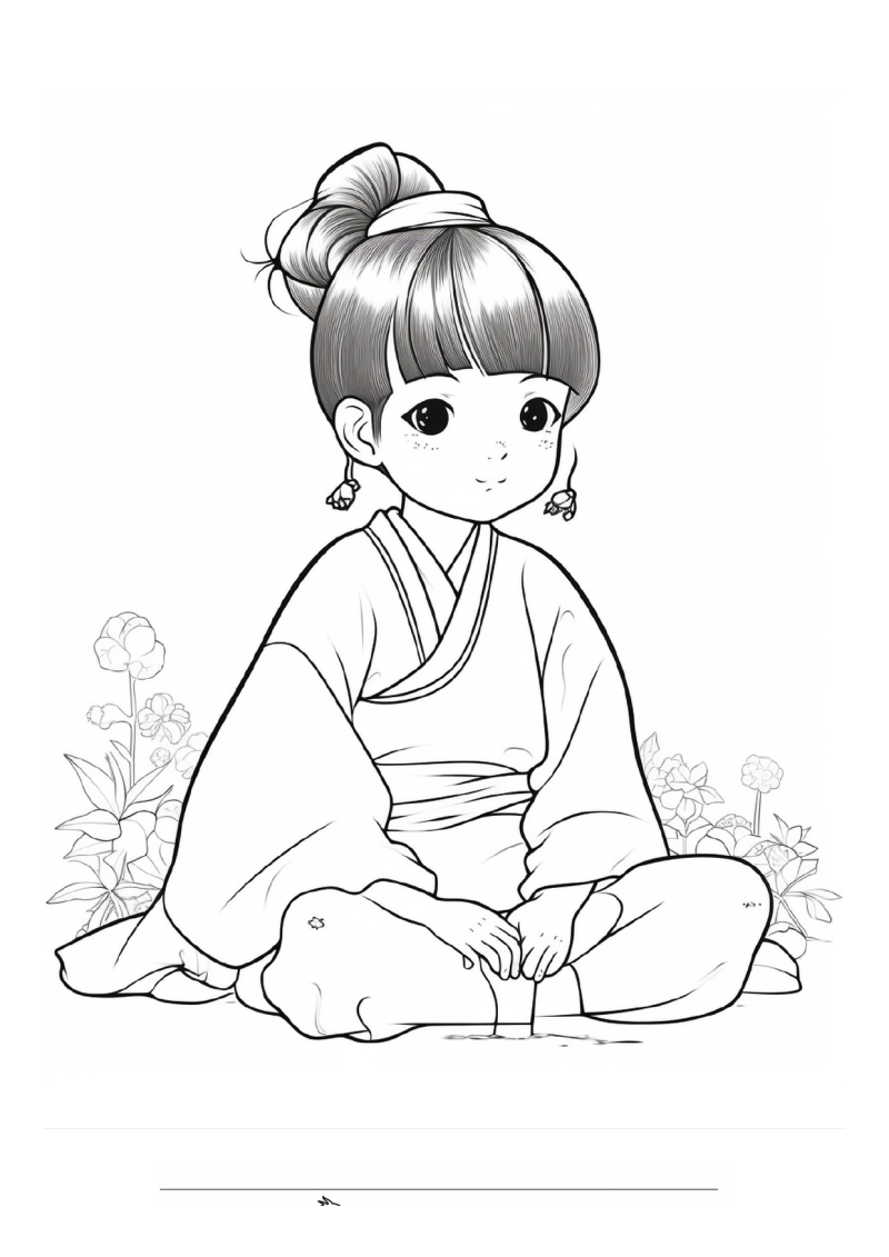 Kind Japanese 1 Kleurplaat — gratis kleurplaat