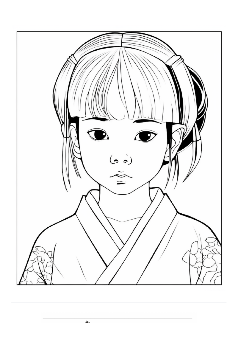 Kind Japanese 5 Kleurplaat — gratis kleurplaat