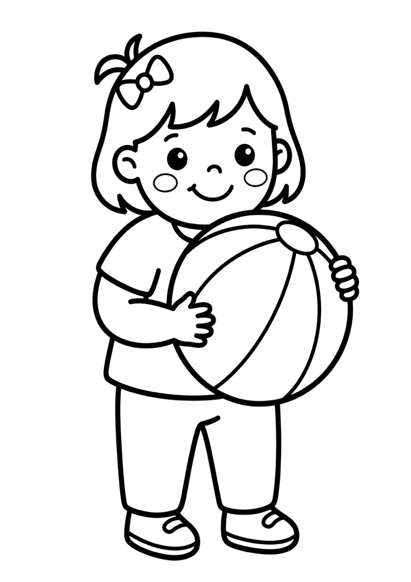 Kind met Bal Kleurplaat — gratis kleurplaat printen