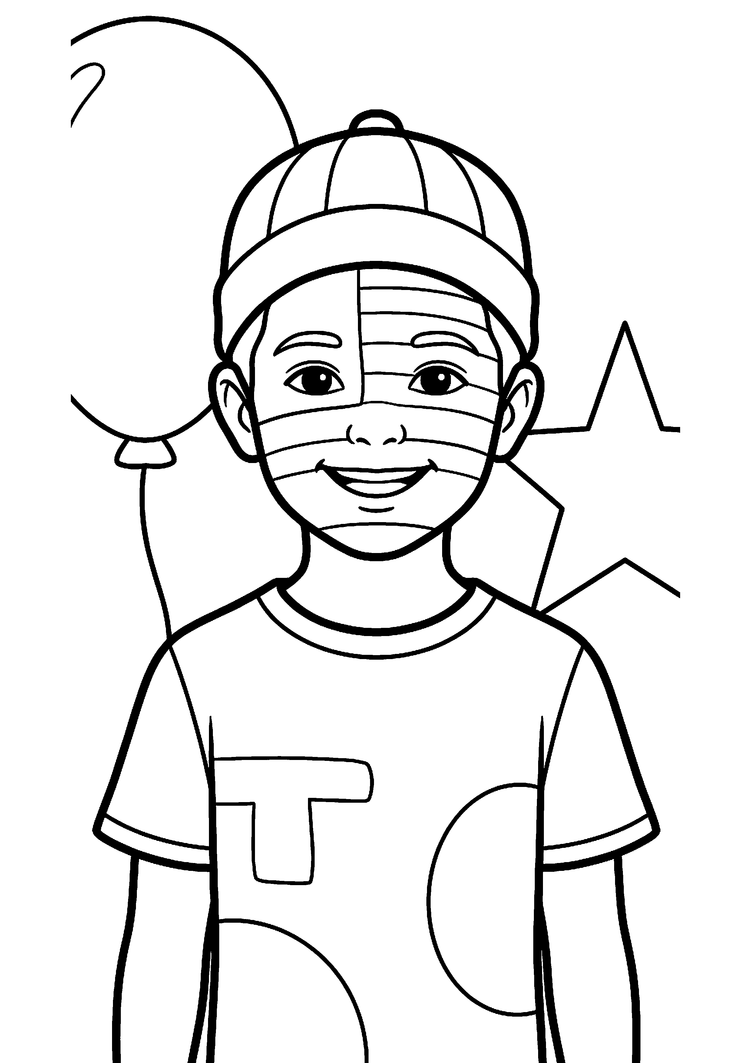 Kind met gezicht geschminkt als vlag kleurplaat — gratis kleurplaat