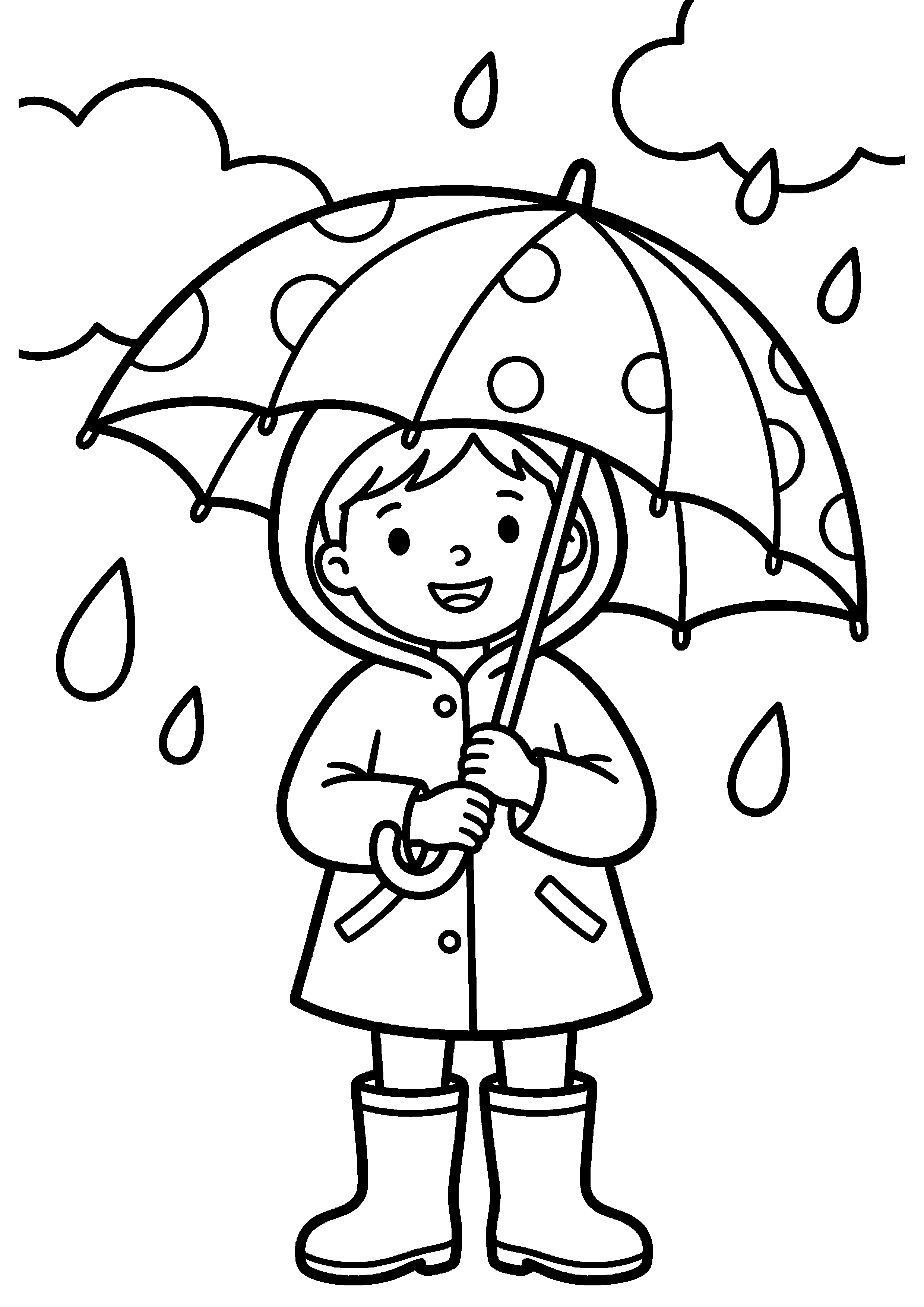 Kind met paraplu kleurplaat — gratis kleurplaat