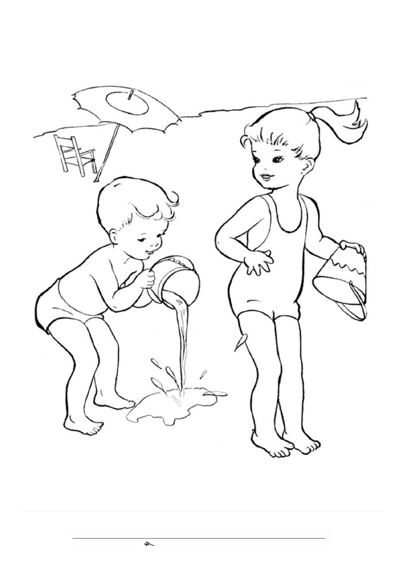 Kinderen spelen met water Kleurplaat — gratis kleurplaat