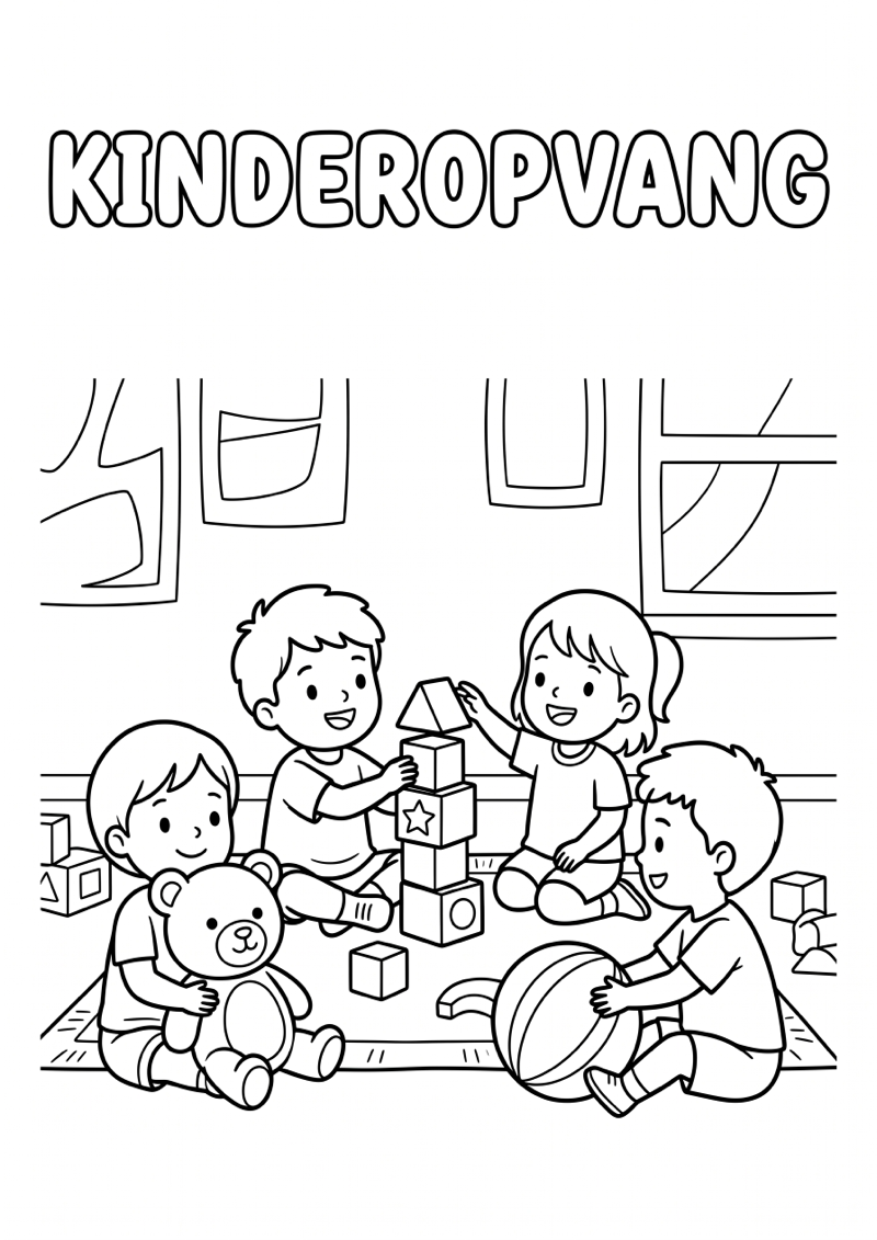 Kinderopvang Spelen Kleurplaat — gratis kleurplaat