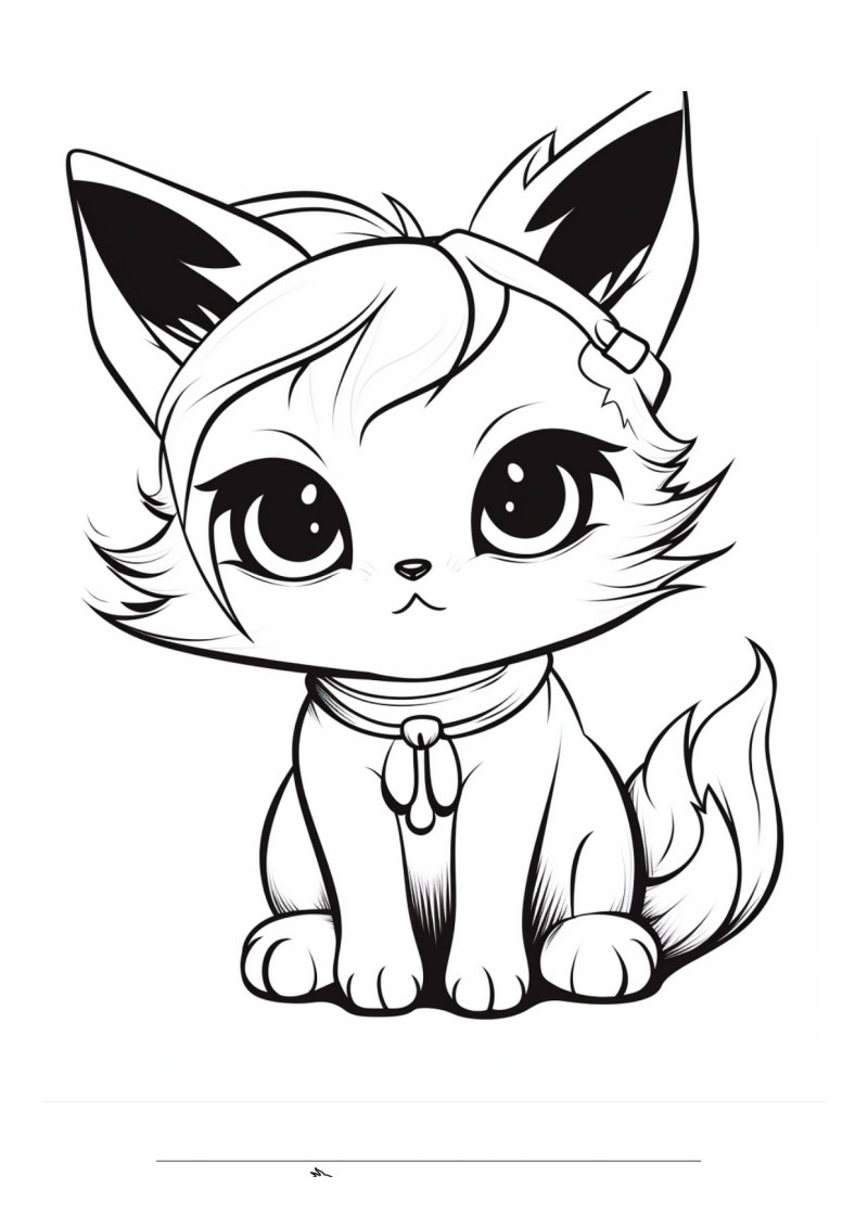Kitten Anime Strik Kleurplaat — gratis kleurplaat printen