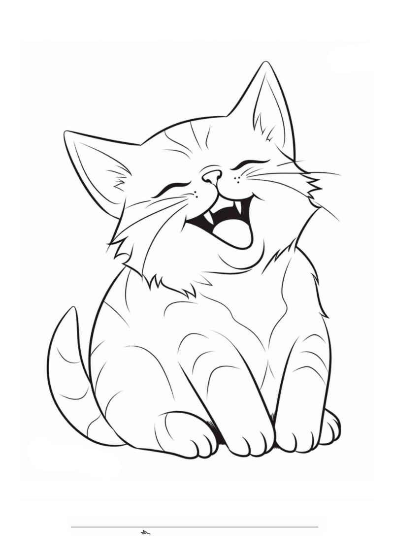 Kitten Gaapend Kleurplaat — gratis kleurplaat printen