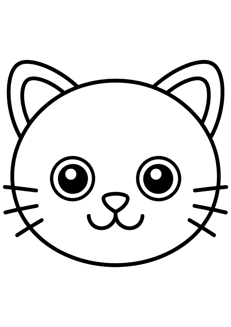 Kitten gezicht kleurplaat voor peuters — gratis kleurplaat