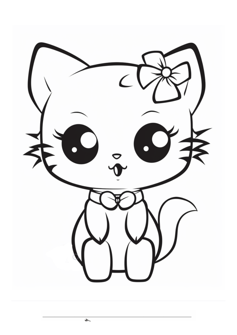 Kitten Grote Strik Kleurplaat — gratis kleurplaat printen