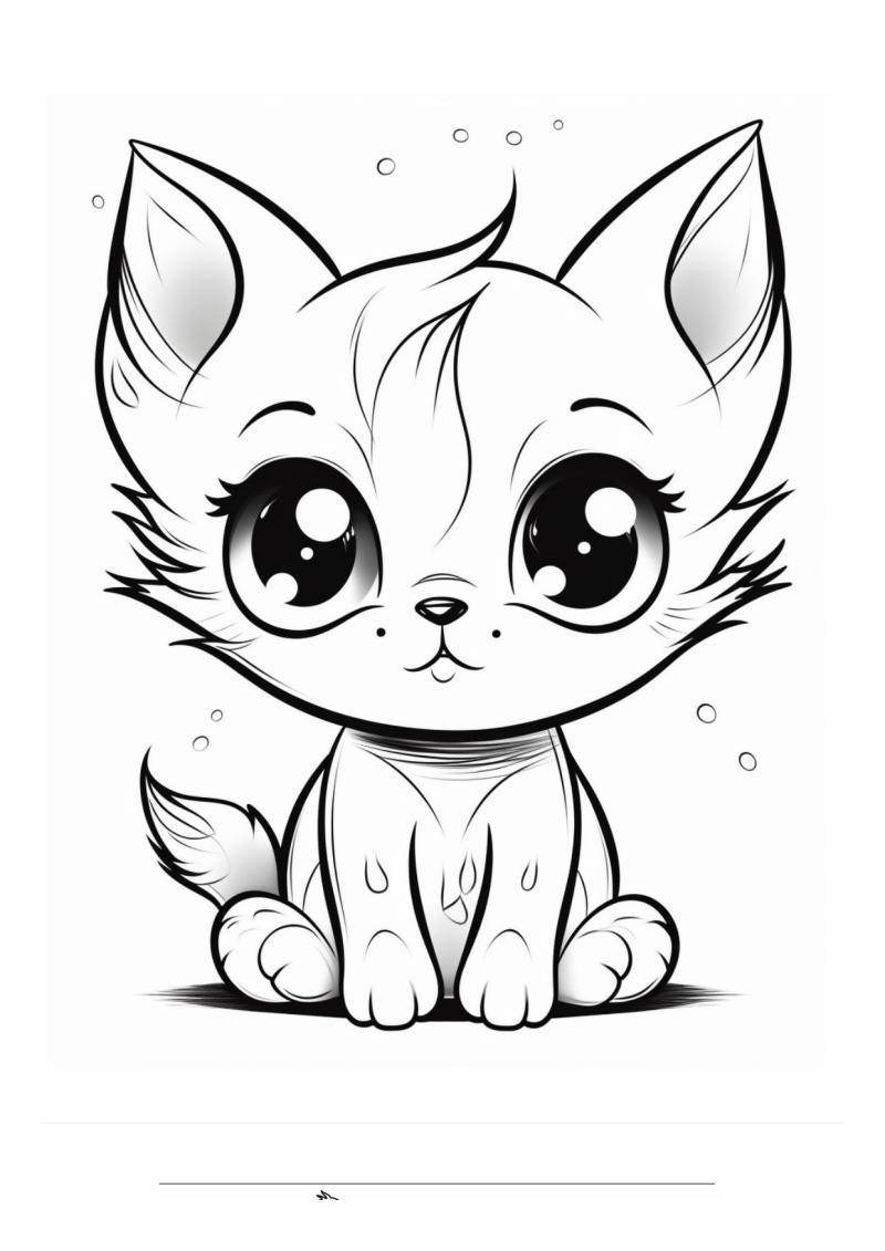 Kitten Kawaii Zittend Kleurplaat — gratis kleurplaat printen