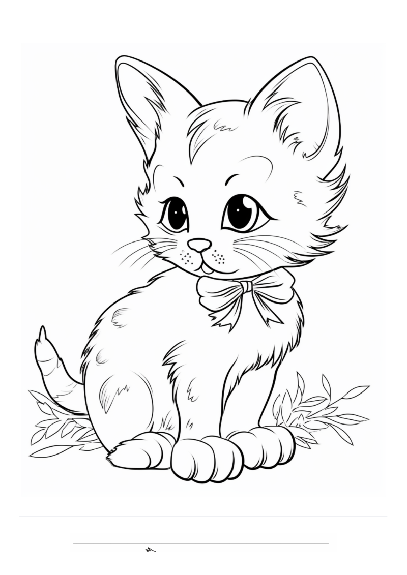 Kitten met Lint Kleurplaat — gratis kleurplaat printen