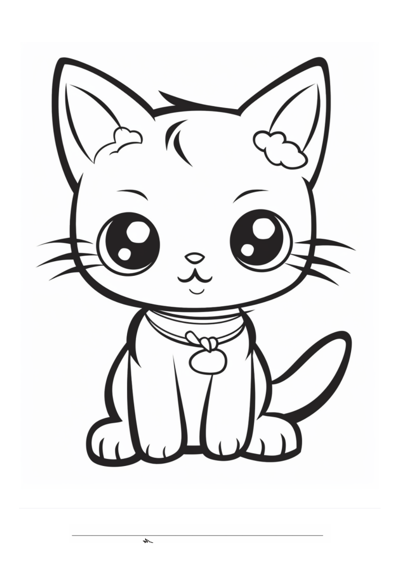 Kitten met Medaillon Kleurplaat — gratis kleurplaat printen