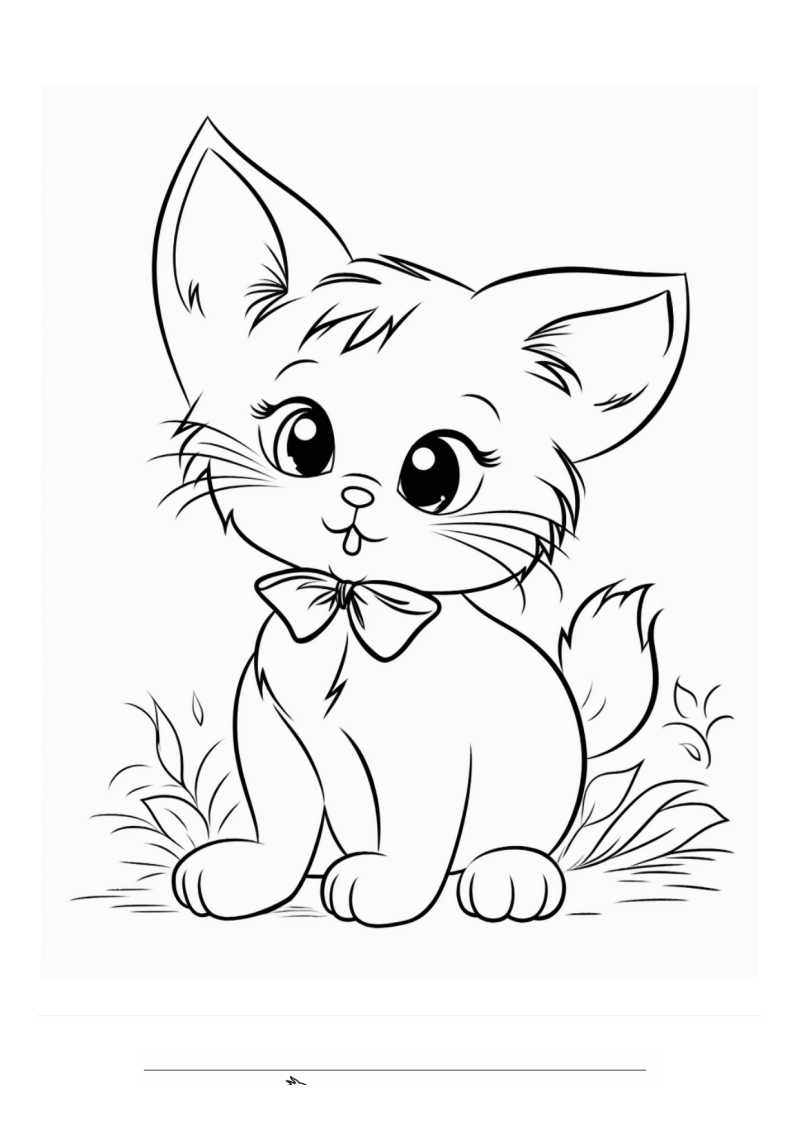 Kitten op Gras Kleurplaat — gratis kleurplaat printen