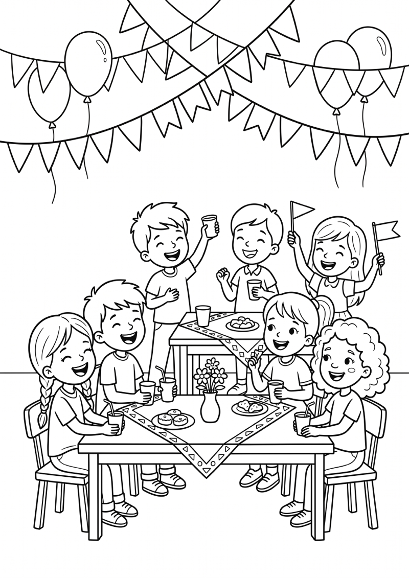 Klasfeestje Einde Schooljaar Einde Schooljaar Kleurplaat — gratis kleurplaat