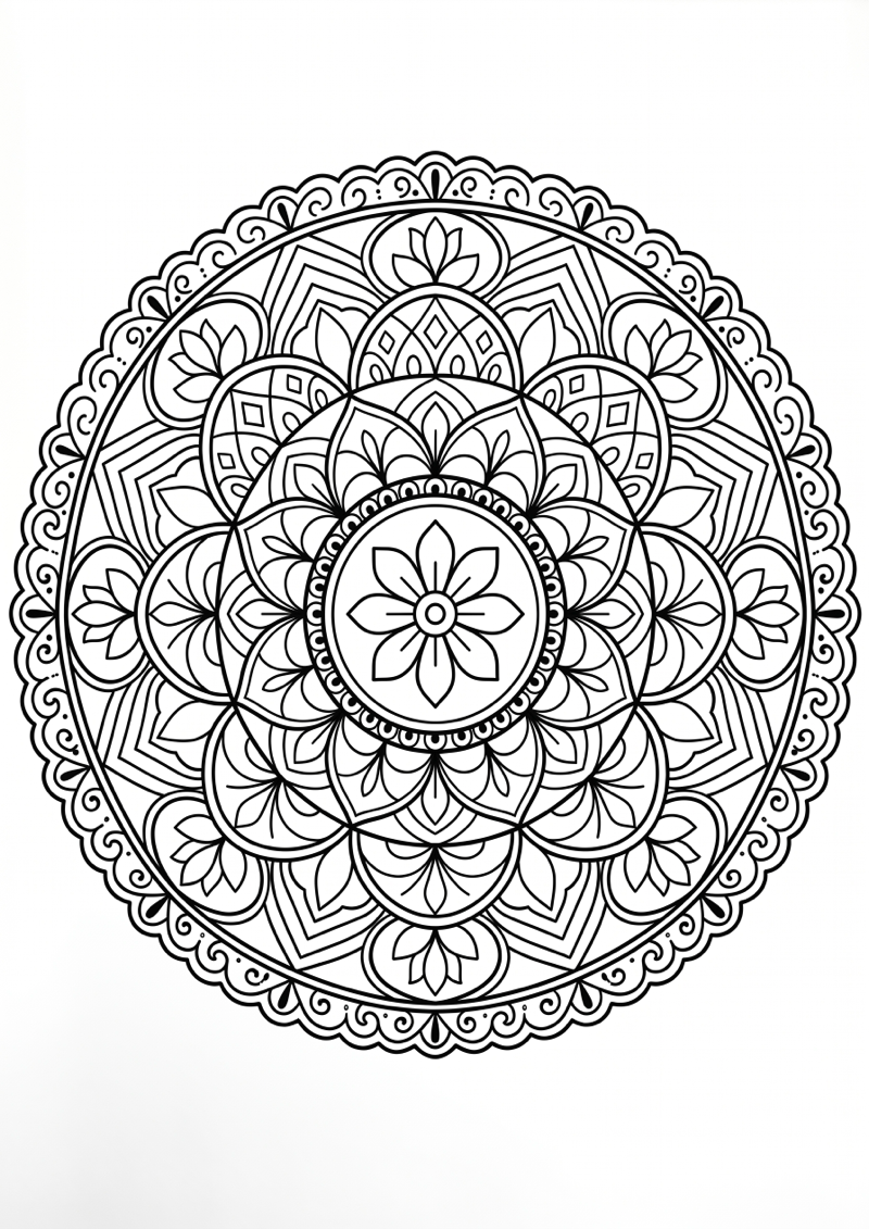 Klassieke Meditatieve Mandala Kleurplaat — gratis kleurplaat