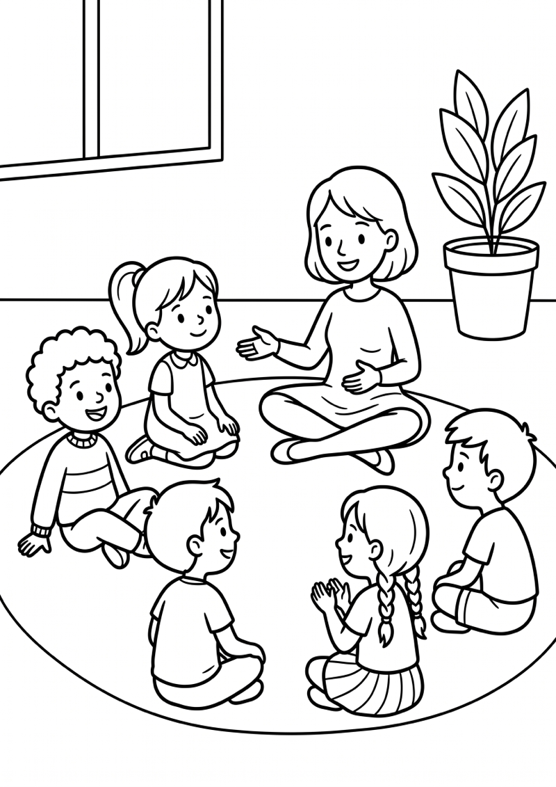 Kleuter Doet Kringtijd Kleurplaat — gratis kleurplaat printen