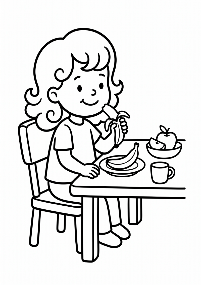 Kleuter Eet Fruit Kleurplaat — gratis kleurplaat printen