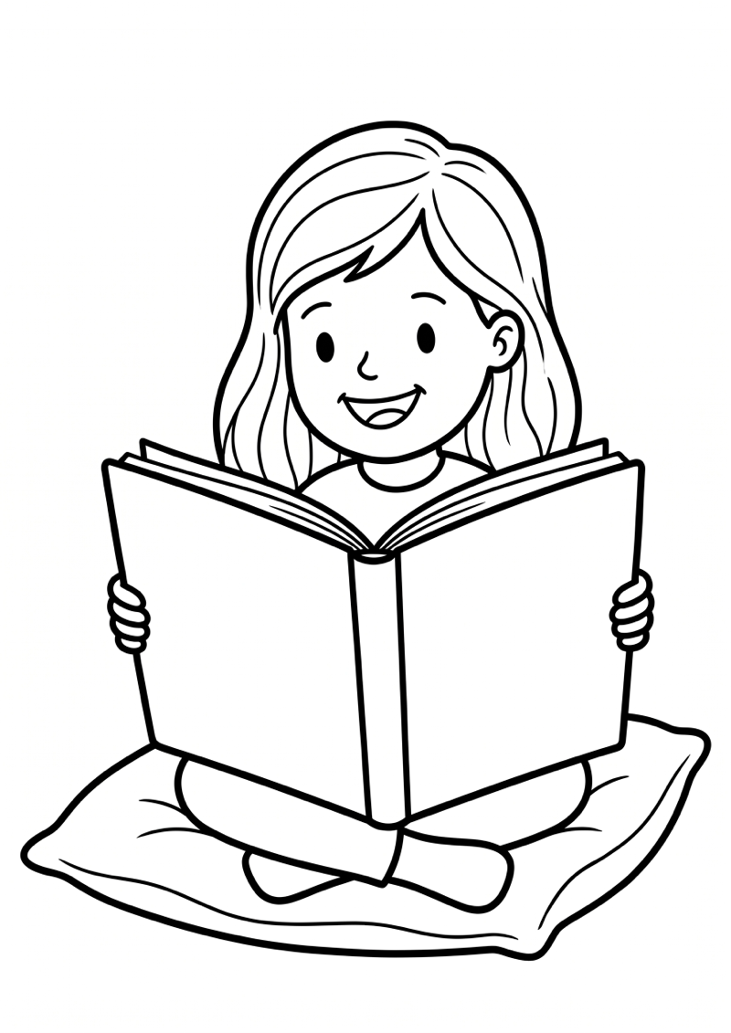 Kleuter Leest Prentenboek Kleurplaat — gratis kleurplaat printen