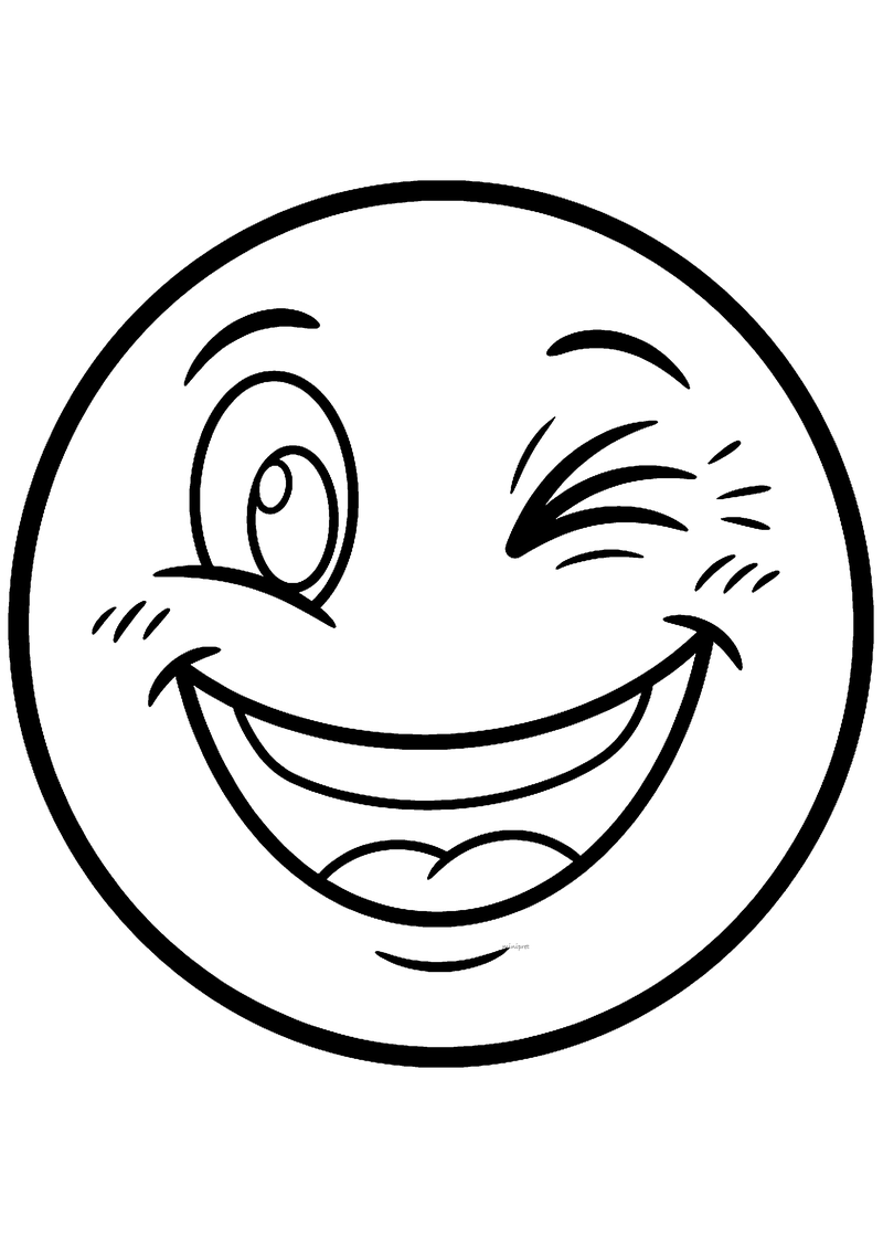 Knipoog emoji kleurplaat