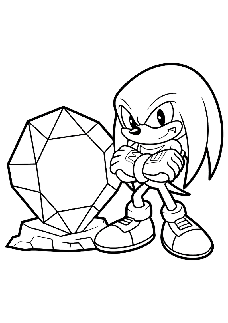 Knuckles bewaakt de master emerald kleurplaat