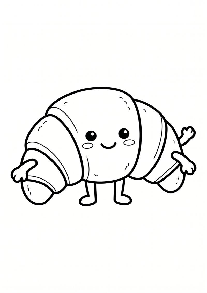 Knuffel Croissant Kleurplaat — gratis kleurplaat printen