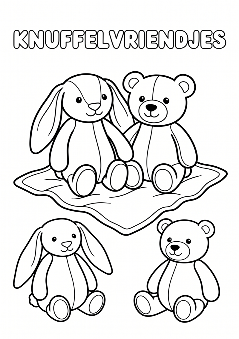 Knuffelvriendjes Kleurplaat — gratis kleurplaat printen