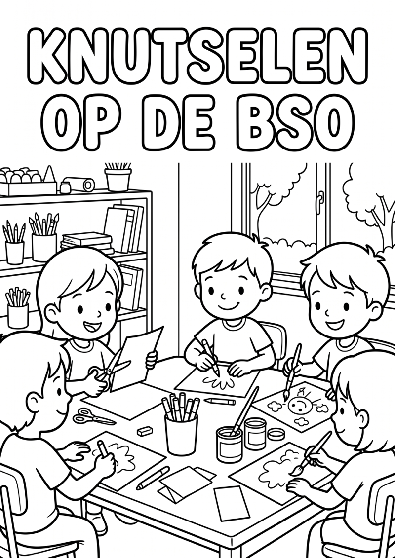 Knutselen op de Bso Kleurplaat — gratis kleurplaat printen