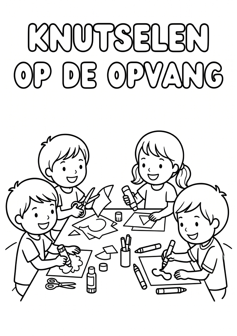 Knutselen op de Opvang Kleurplaat — gratis kleurplaat