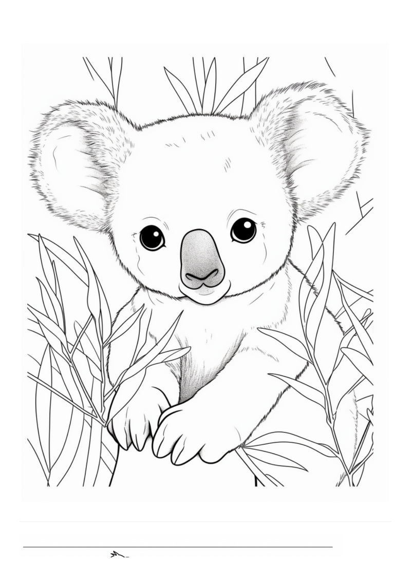 Baby Koala Kleurplaat — gratis kleurplaat printen