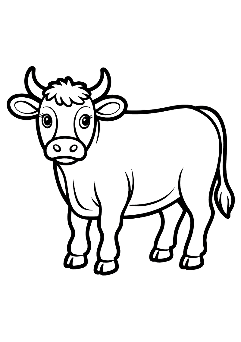 Kleurplaat van een Hereford-koe gezichtsportret met kenmerkend wit gezicht en roodbruine vacht