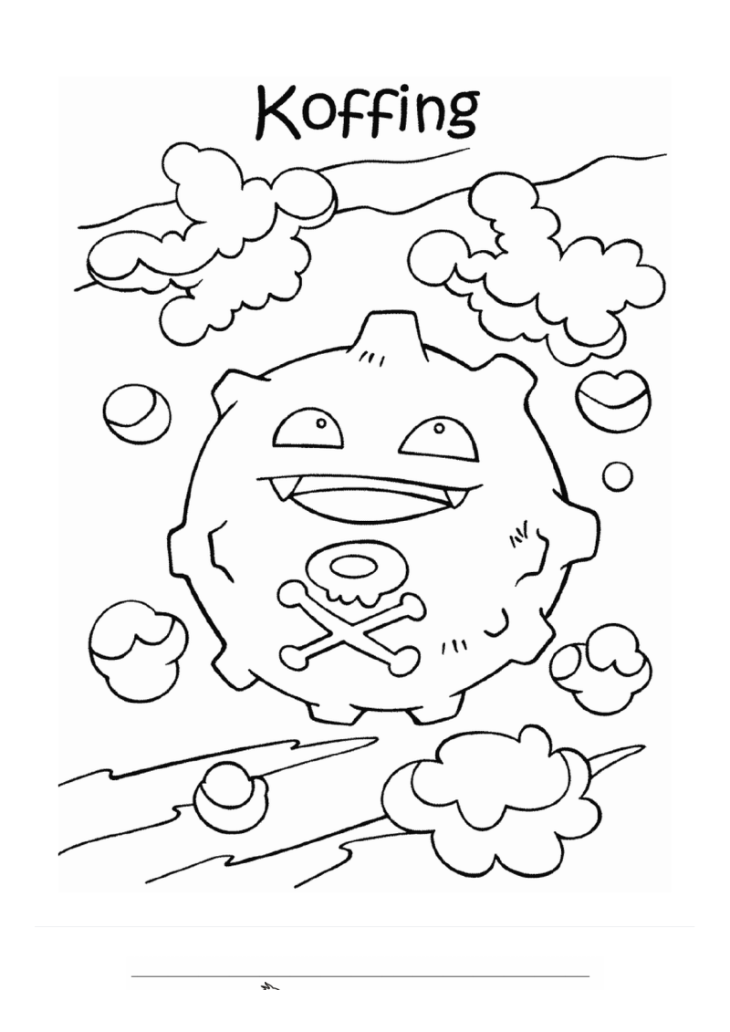 Koffing met Gifwolken Kleurplaat — gratis kleurplaat printen