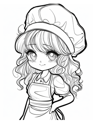 Kok Meisje Kleurplaat 1 — gratis kleurplaat printen
