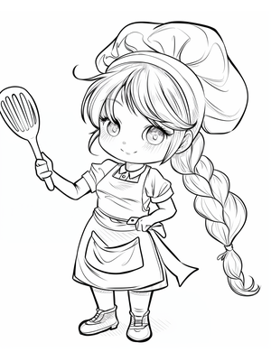 Kok Meisje Kleurplaat 2 — gratis kleurplaat printen