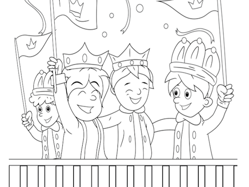 Koning met Vlag Kleurplaat — gratis kleurplaat