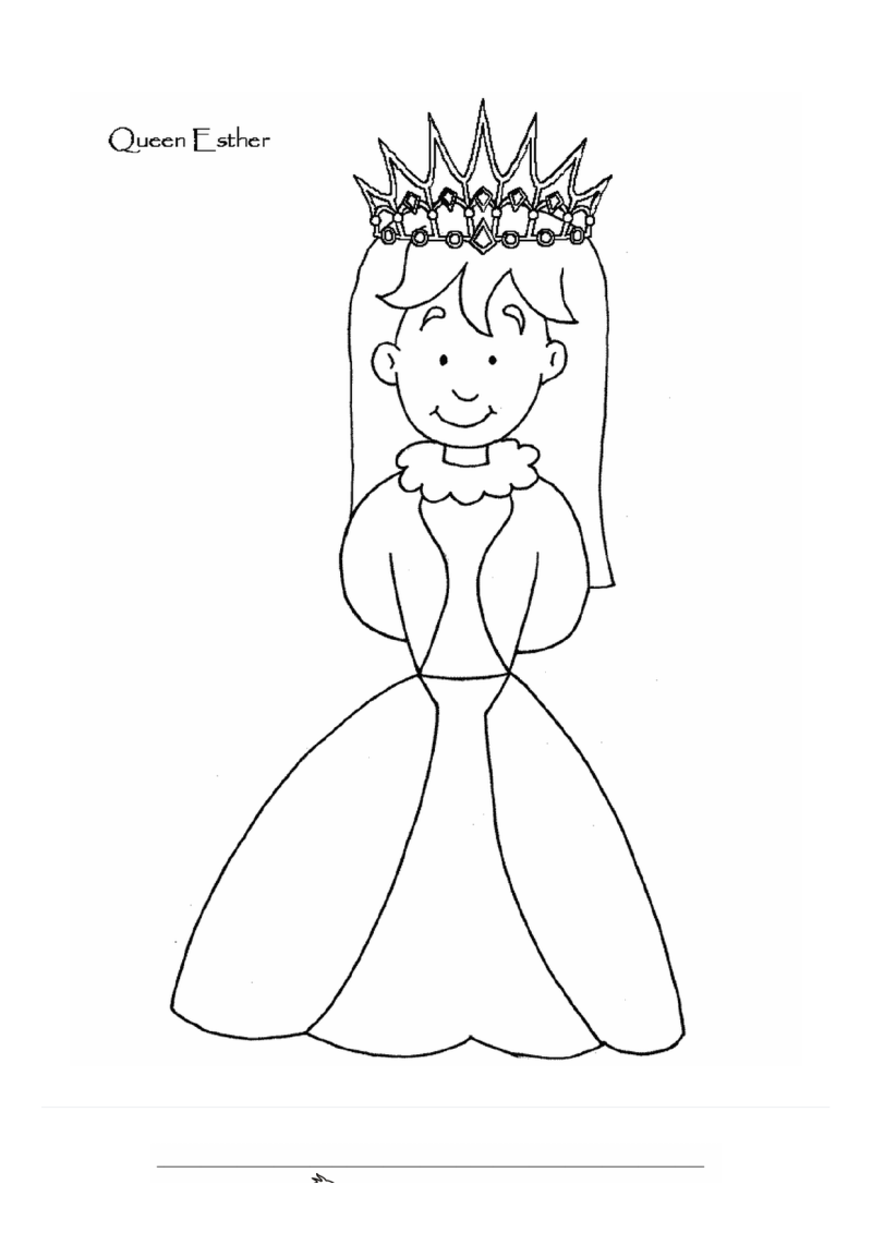 Koningin Esther met Kroon Kleurplaat — gratis kleurplaat printen