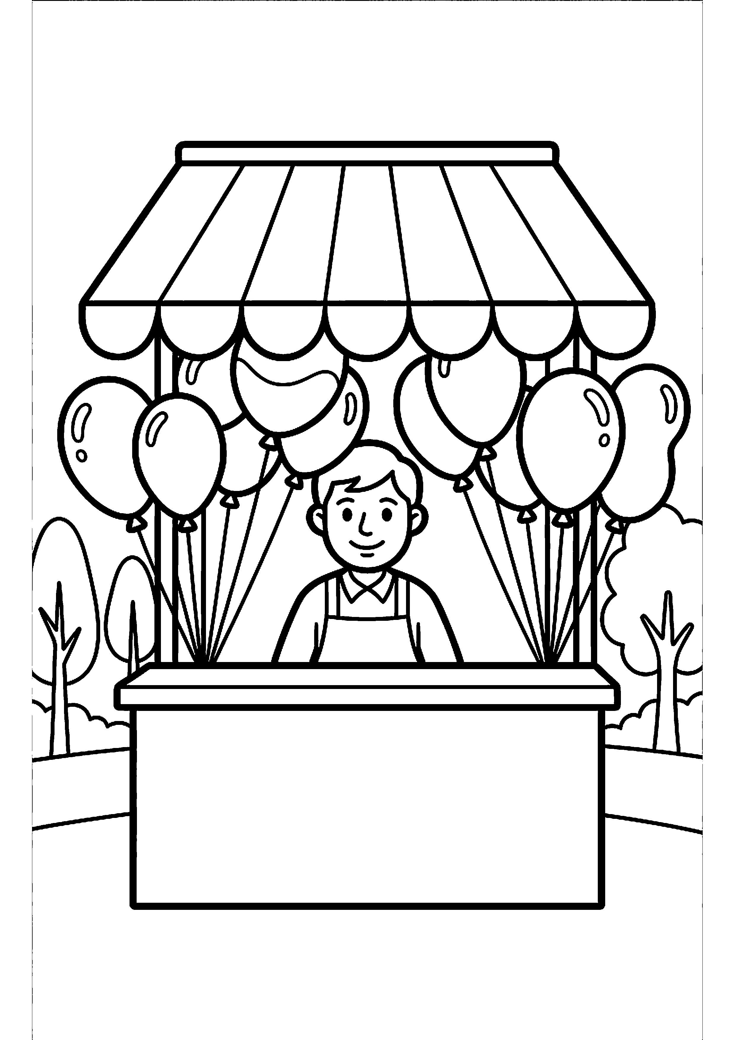 Kraam met ballonnen kleurplaat — gratis kleurplaat